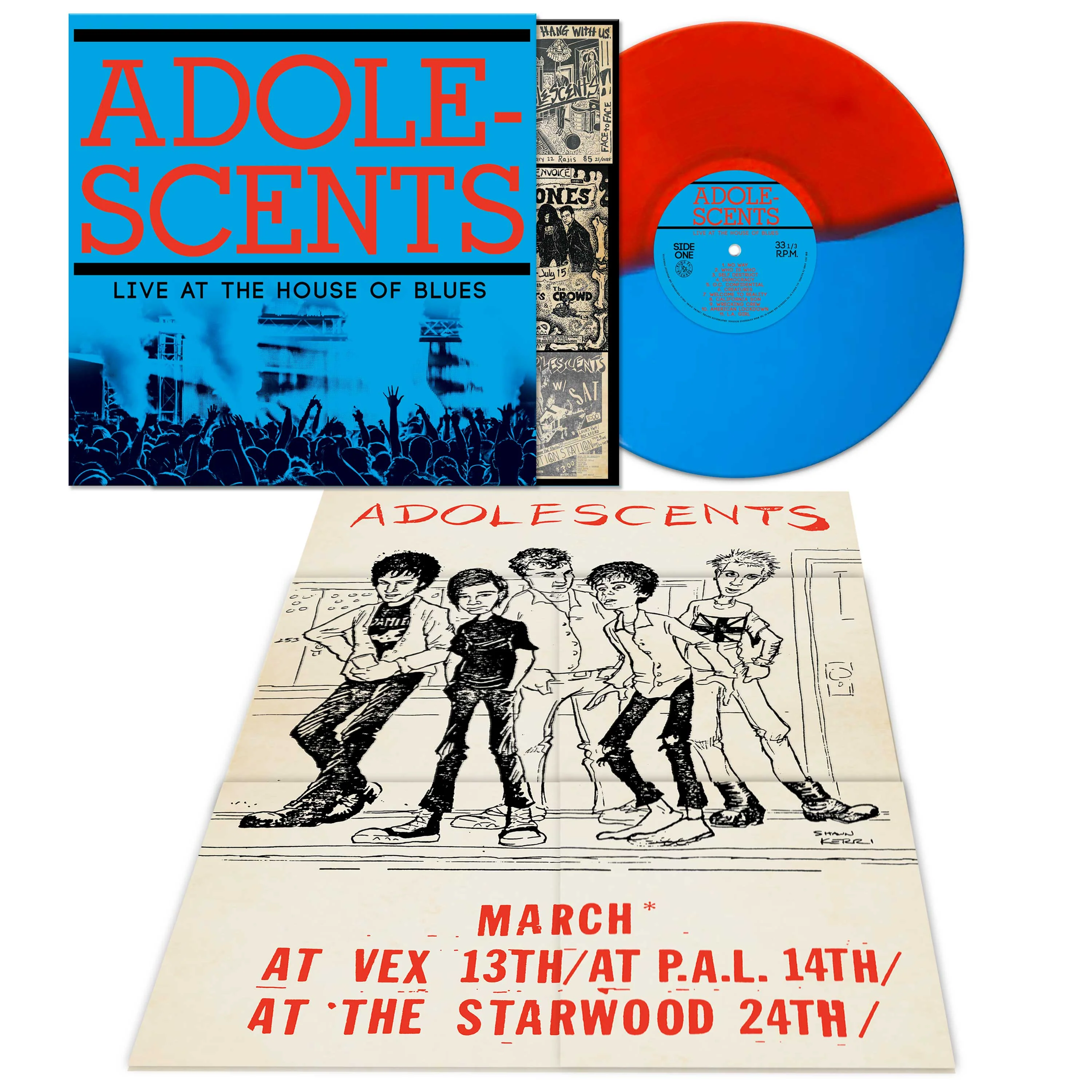 Adolescents - Live at the House of Blues (Red-Blue Split Color Vinyl + Poster) - Image 2