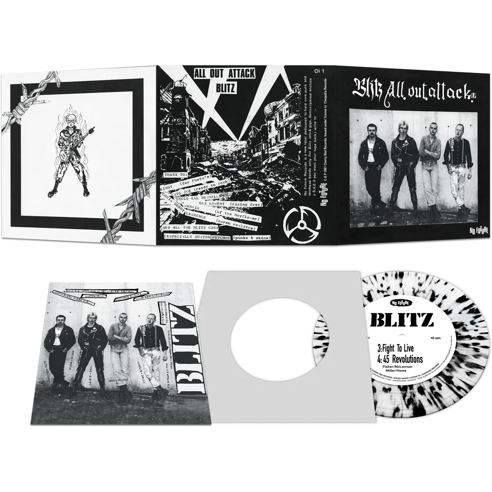 Blitz - All Out Attack (Black-White Splatter 7" Vinyl)