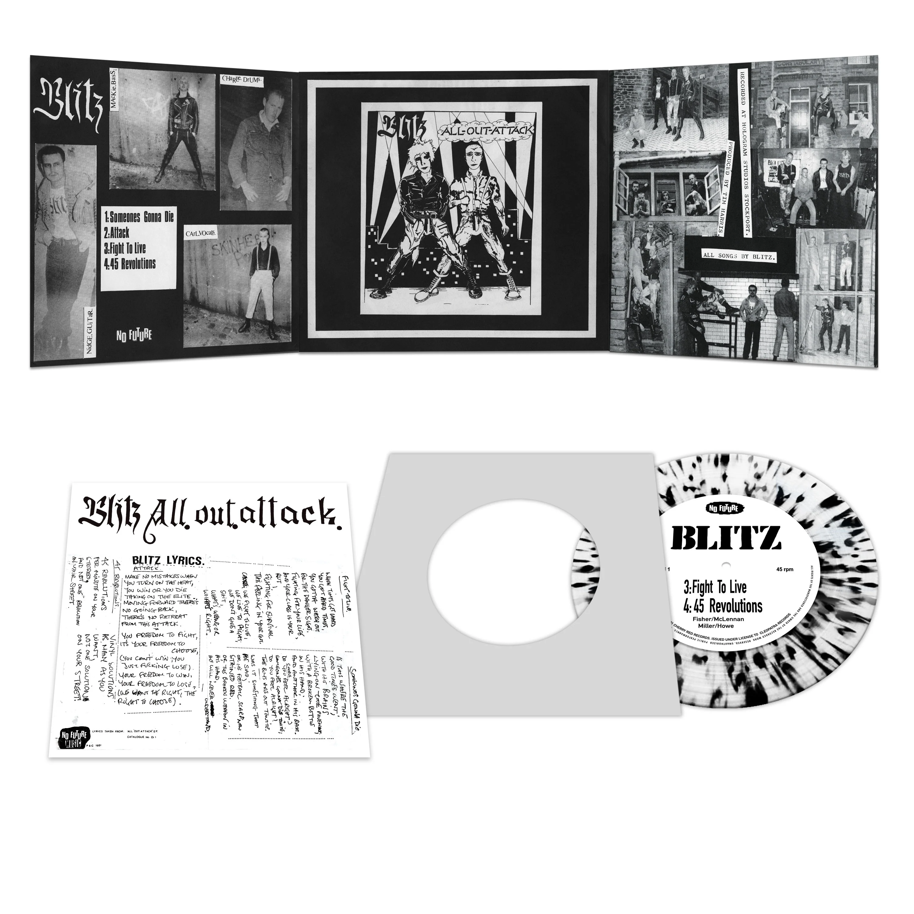 Blitz - All Out Attack (Black-White Splatter 7" Vinyl) - Image 2