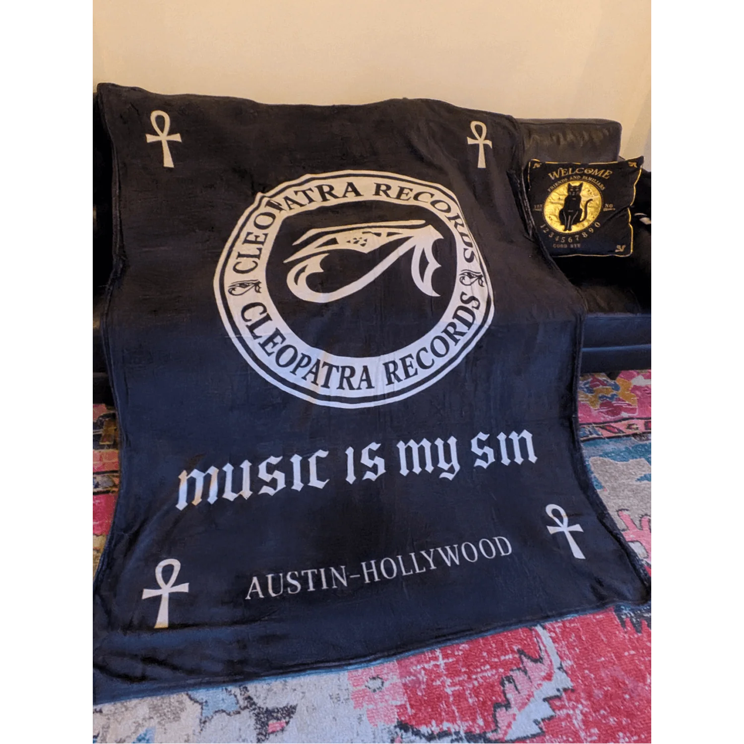 Cleopatra Records - Music is my Sin (Large Flannel Fleece Blanket) - Image 2