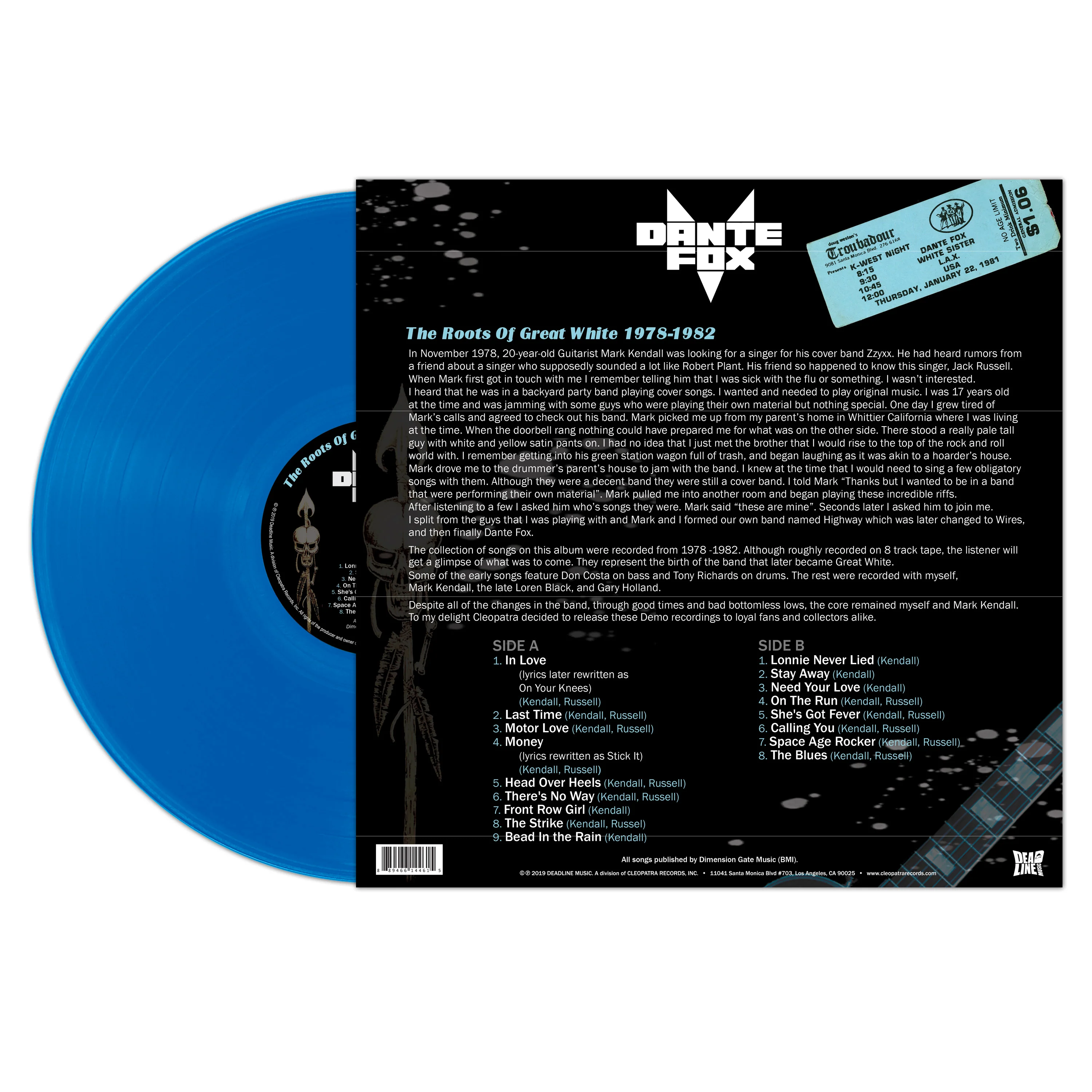 Dante Fox - The Roots of Great White 1978-1982 (Limited Edition Blue Vinyl) - Image 2