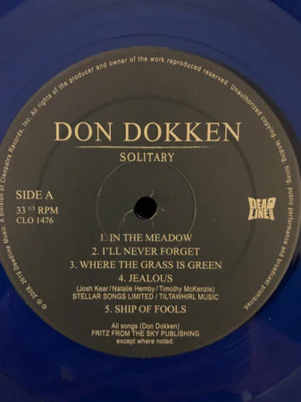 Don Dokken - Solitary (Blue Vinyl) - Image 3
