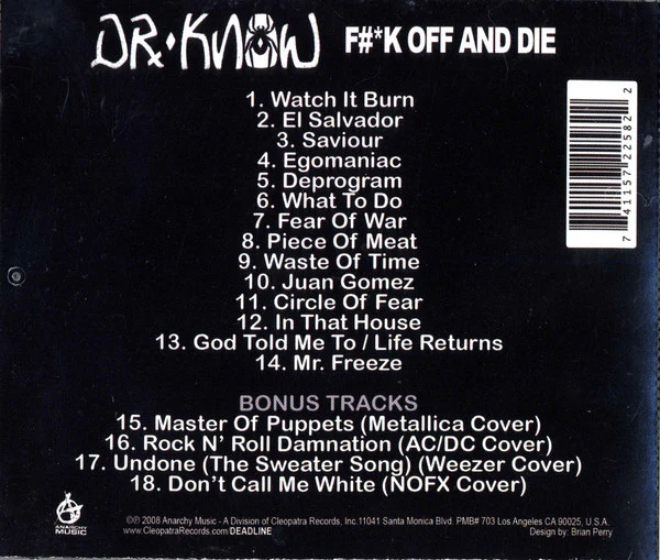 Dr. Know - F#*k Off And Die (CD) - Image 2