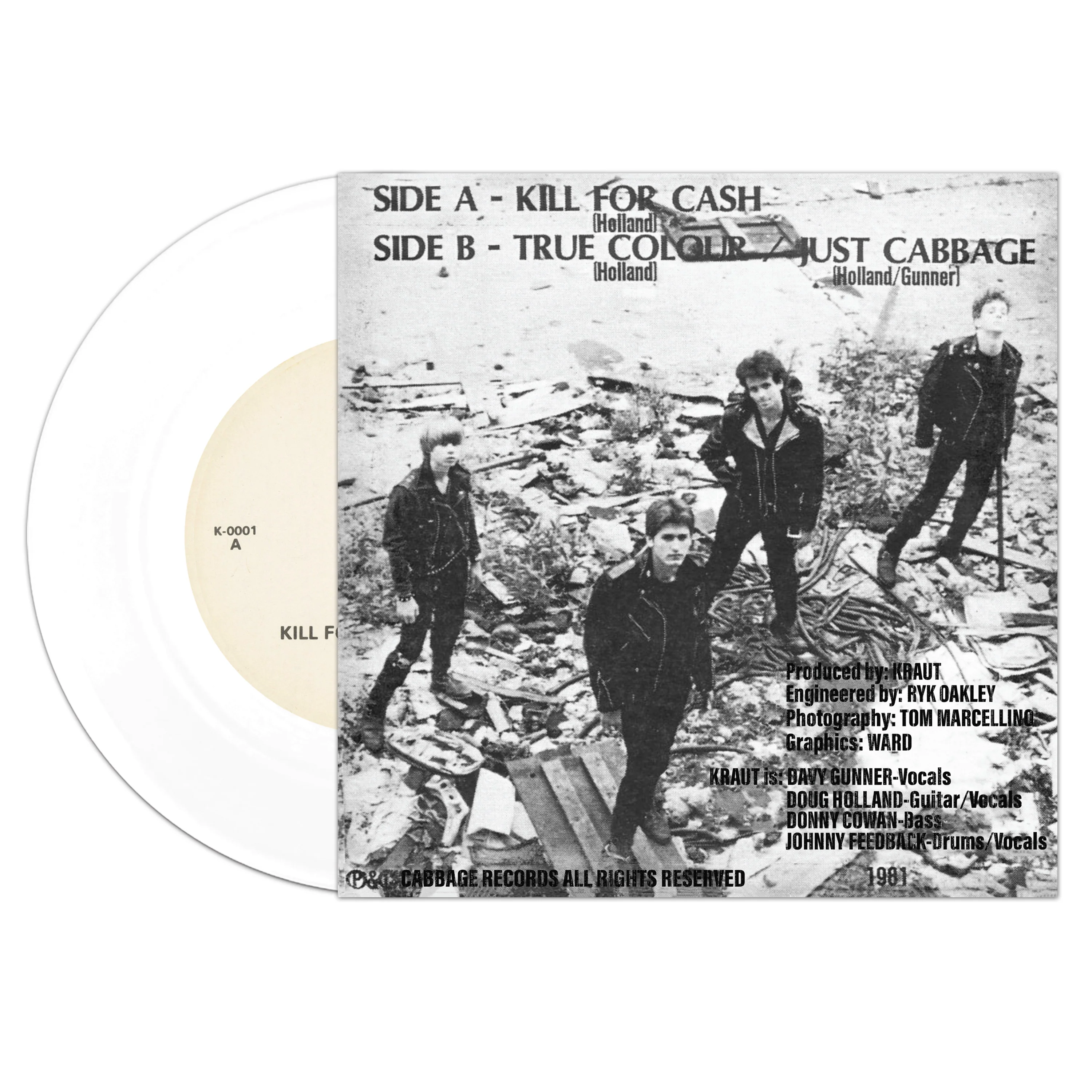 Kraut - Kill For Cash (White 7" Vinyl) - Image 2