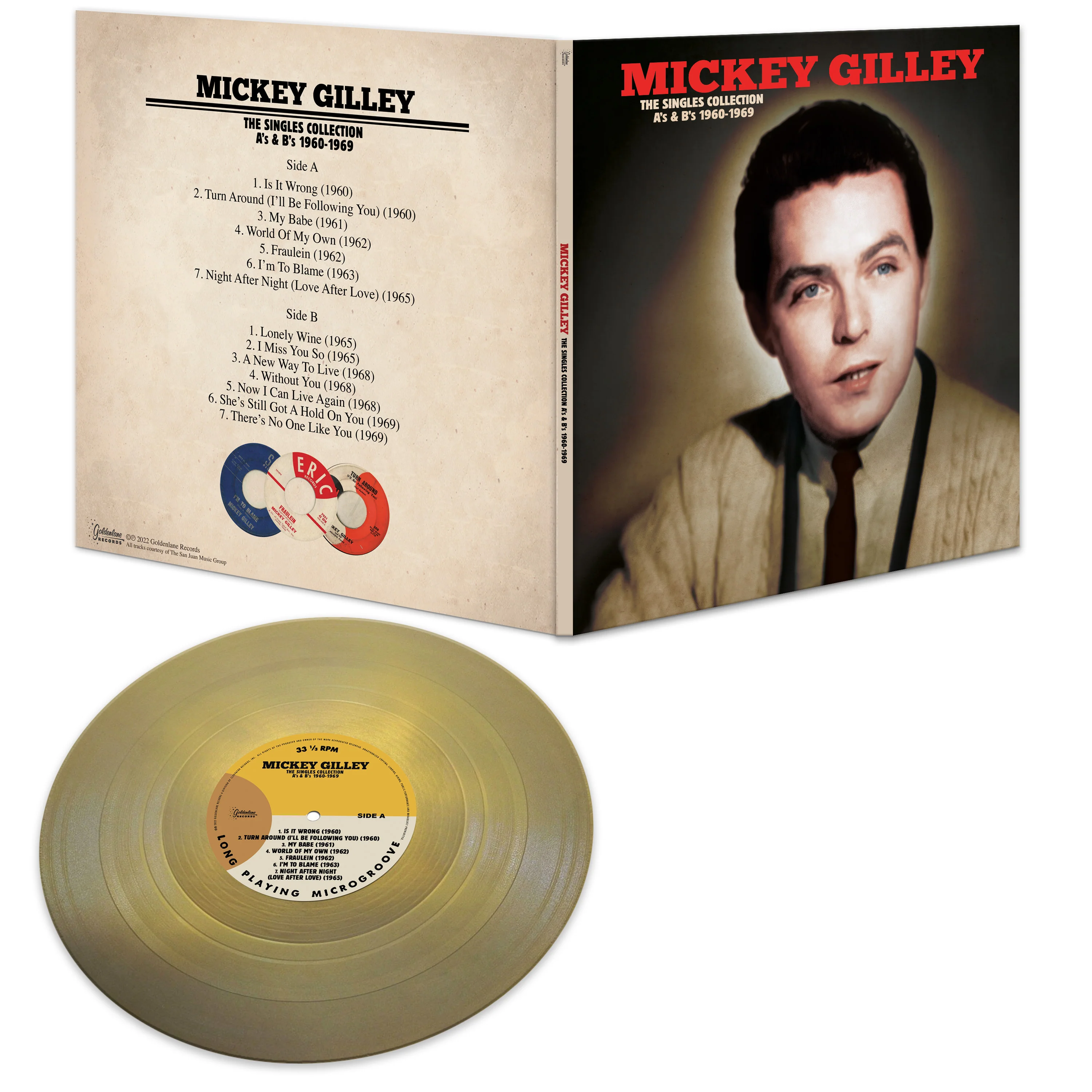 Mickey Gilley - The Singles Collection A's & B's 1960-1969 (Limited Edition Gold Vinyl) - Image 2