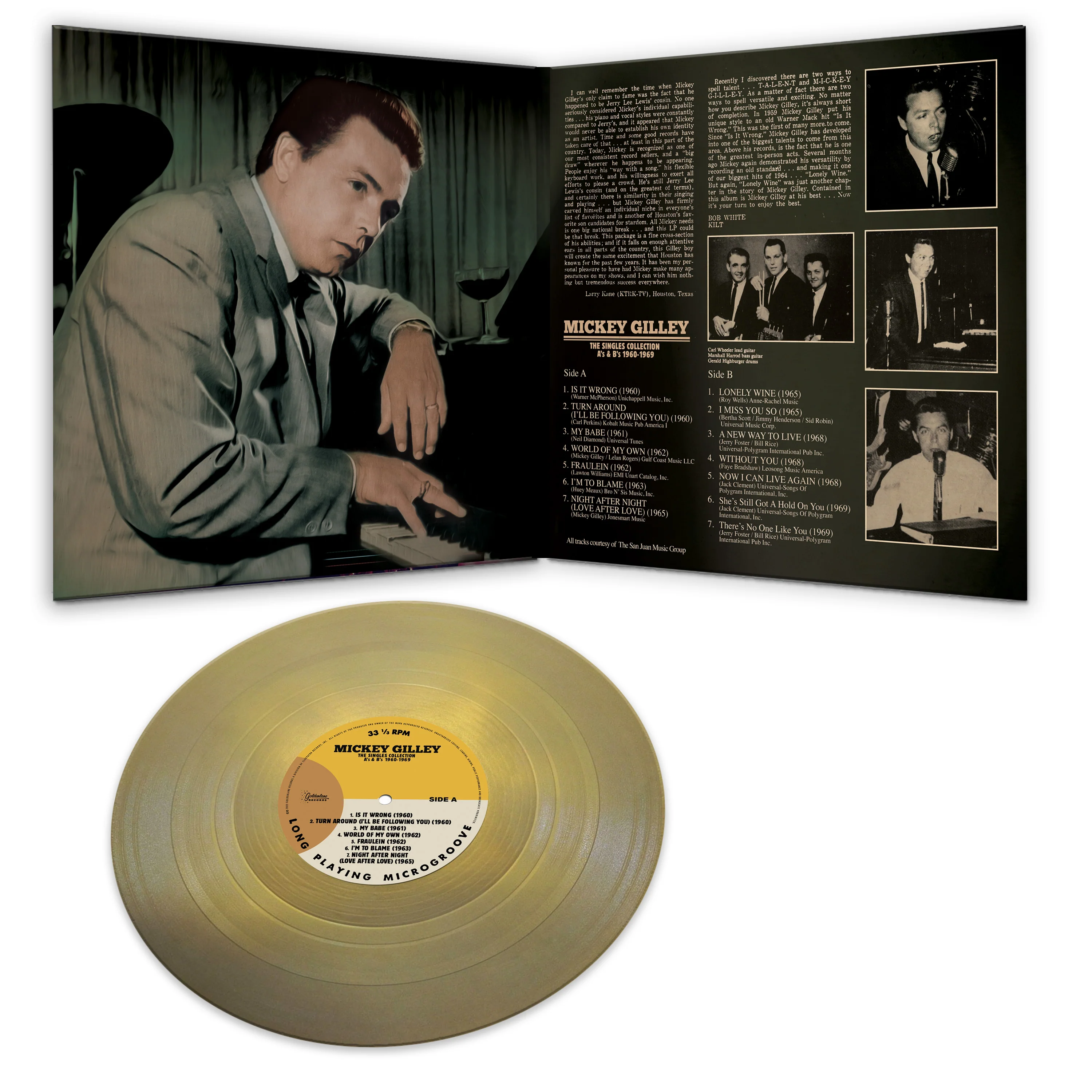 Mickey Gilley - The Singles Collection A's & B's 1960-1969 (Limited Edition Gold Vinyl) - Image 3