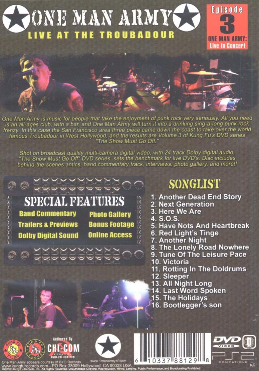 One Man Army – Live at the The Troubadour (DVD) - Image 2