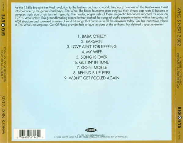 Out Of Phase – Who's Next 2.002 - A Tribute To The Who (CD) - Image 2