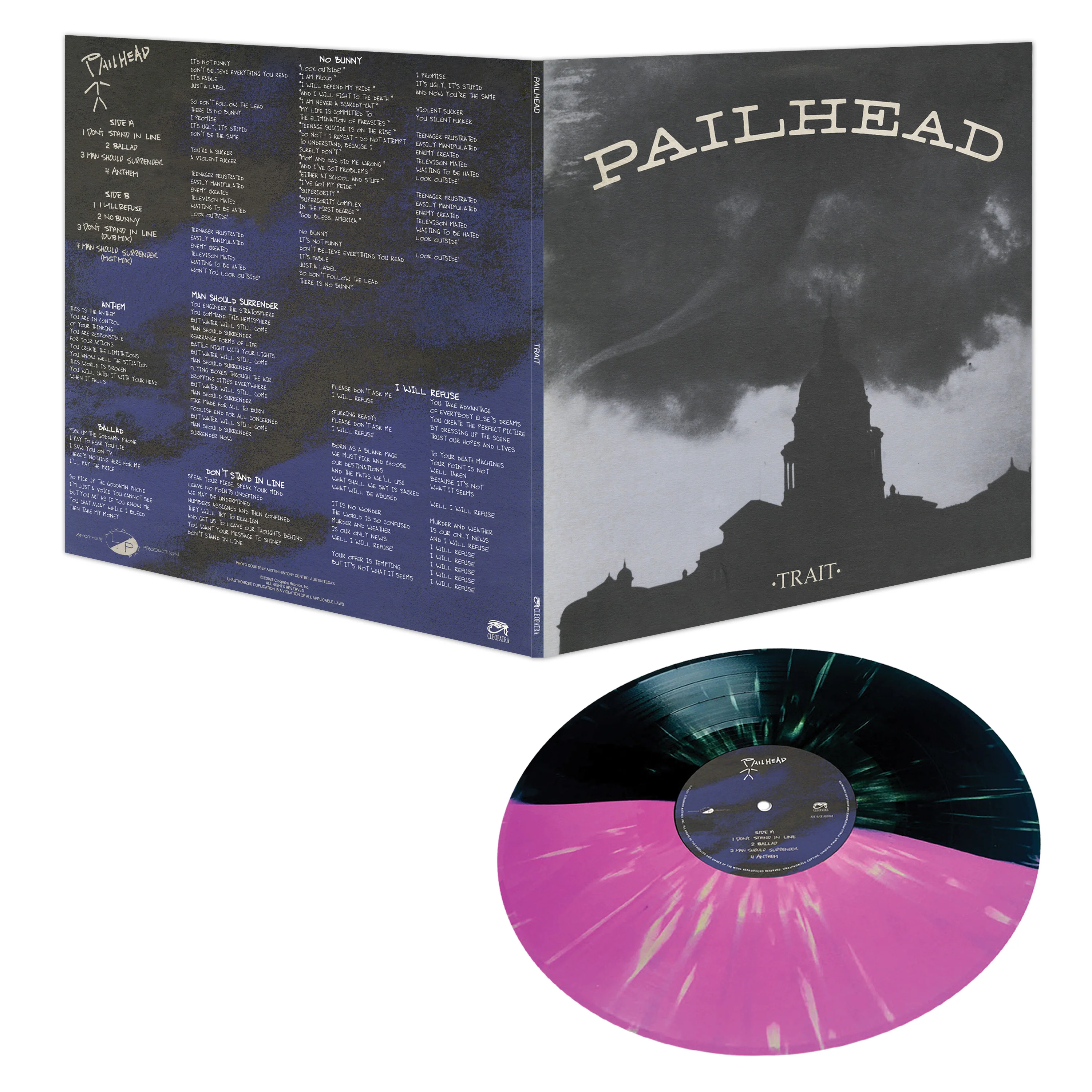 Pailhead - Trait (Magenta-Black-White Splatter Vinyl) - Image 3