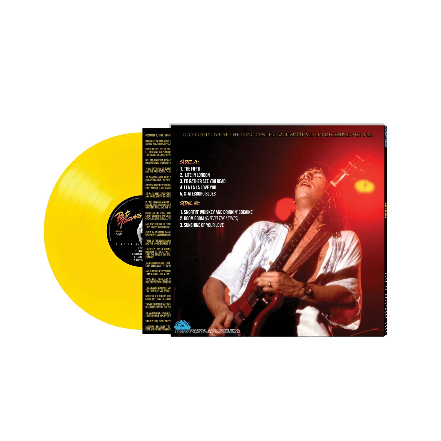 Pat Travers - Live In Baltimore 1982 (Yellow Vinyl LP) - Image 2