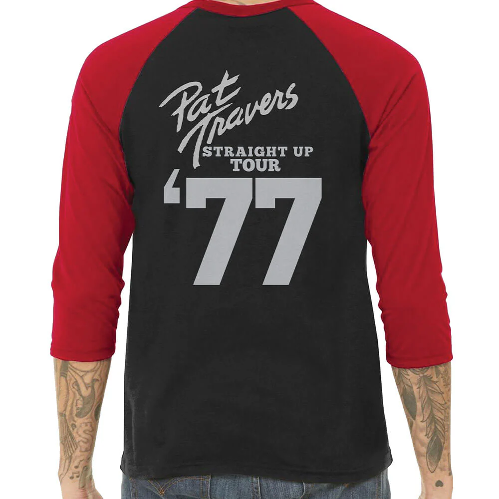 Pat Travers - Straight Up Tour '77 (Vintage Baseball Raglan T-Shirt) - Image 2