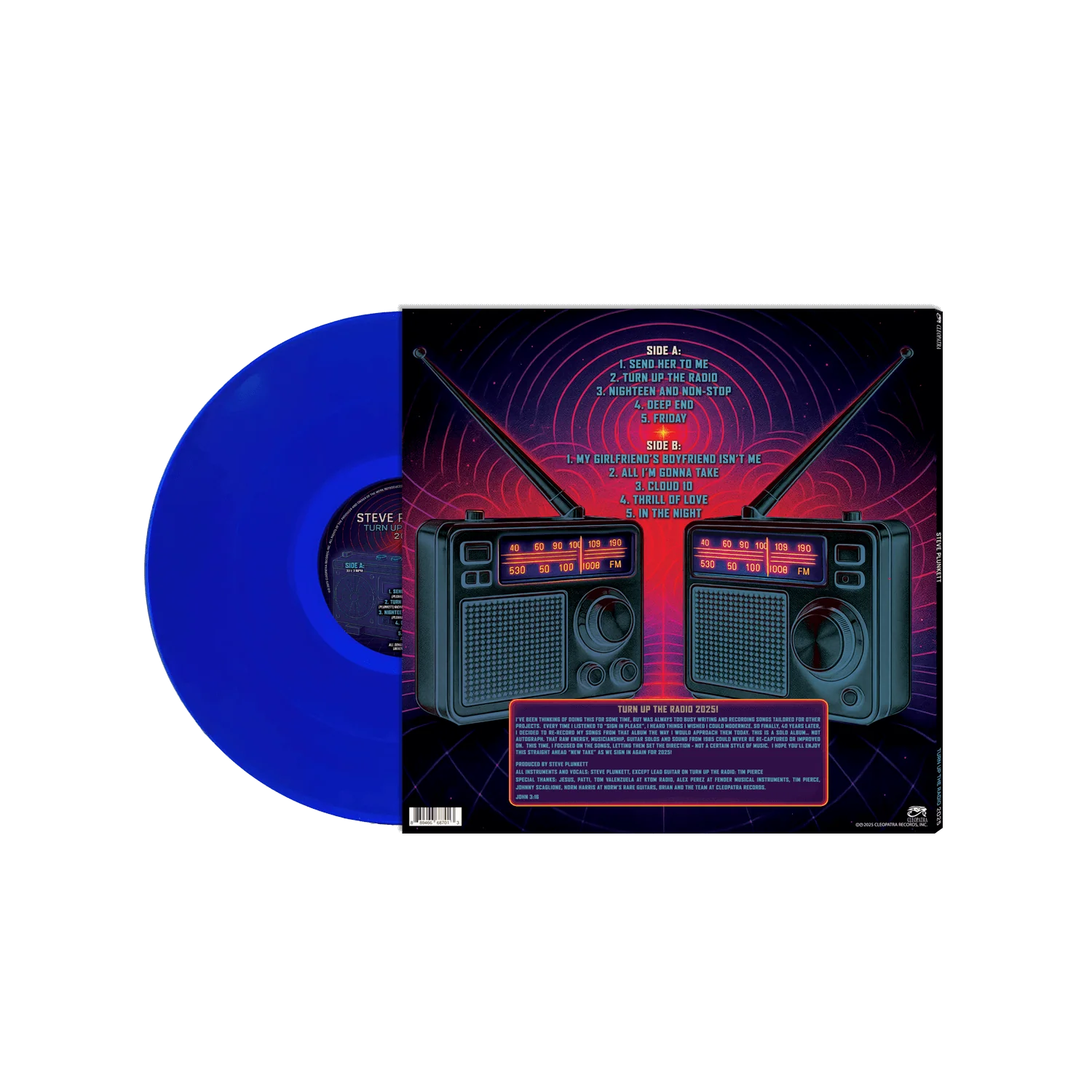 Steve Plunkett - Turn Up The Radio 2025 (Blue Vinyl LP) - Image 2