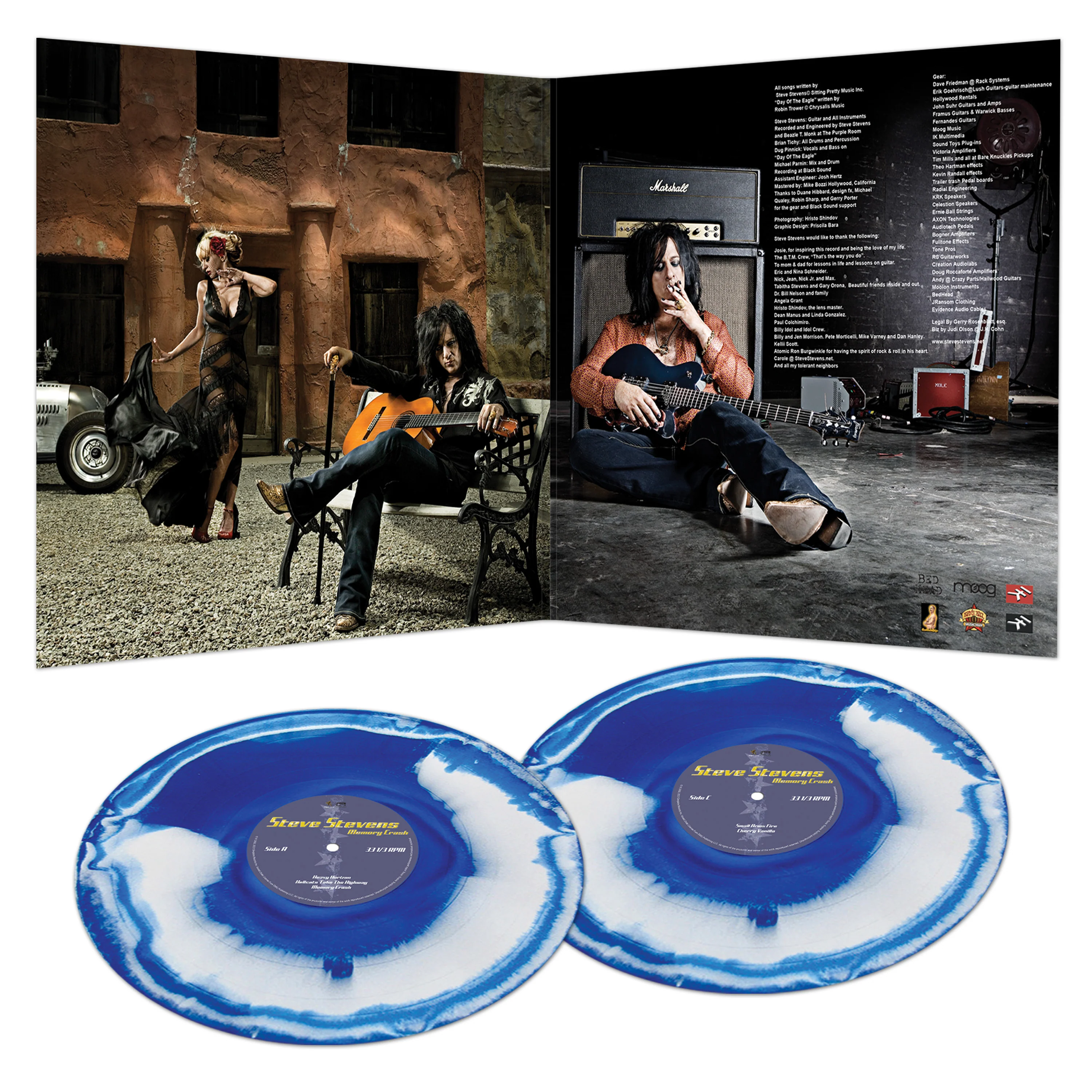 Steve Stevens - Memory Crash (Blue & White Haze Vinyl) - Image 3