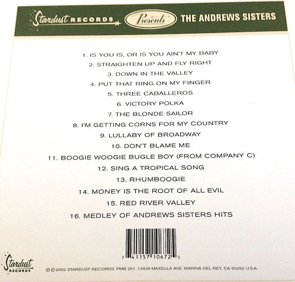 The Andrews Sisters - The Best Of The War Years (CD) - Image 2