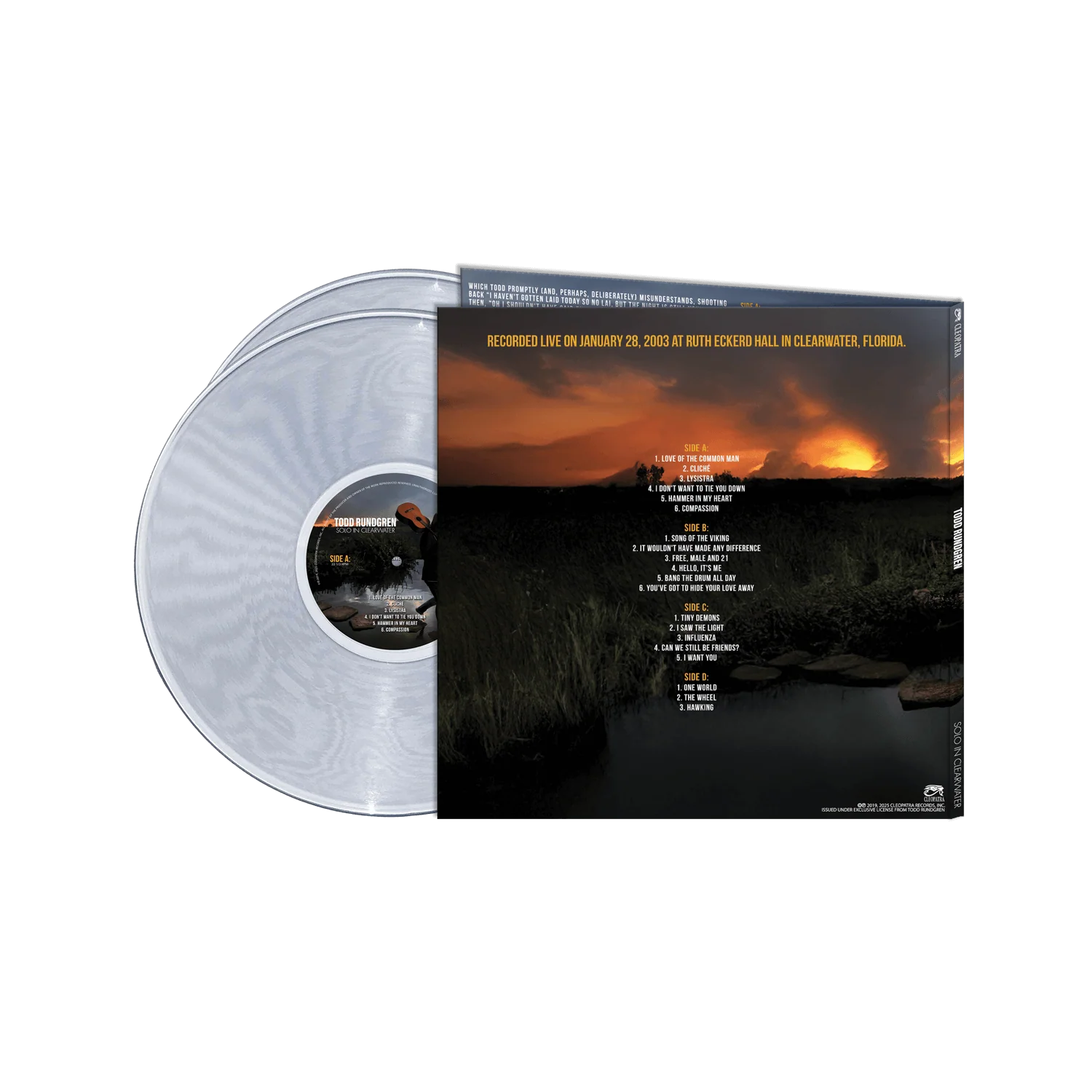 Todd Rundgren - Solo In Clearwater (Clear Double Vinyl LP) - Image 2