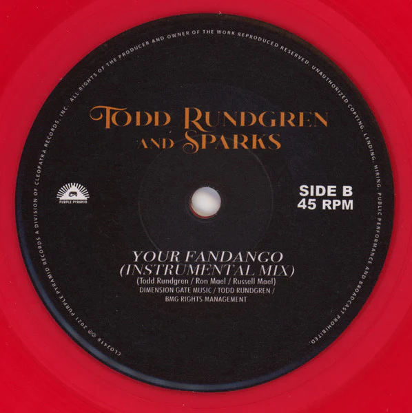 Todd Rundgren & Sparks - Your Fandango (Limited Edition Colored 7" Vinyl) - Image 5