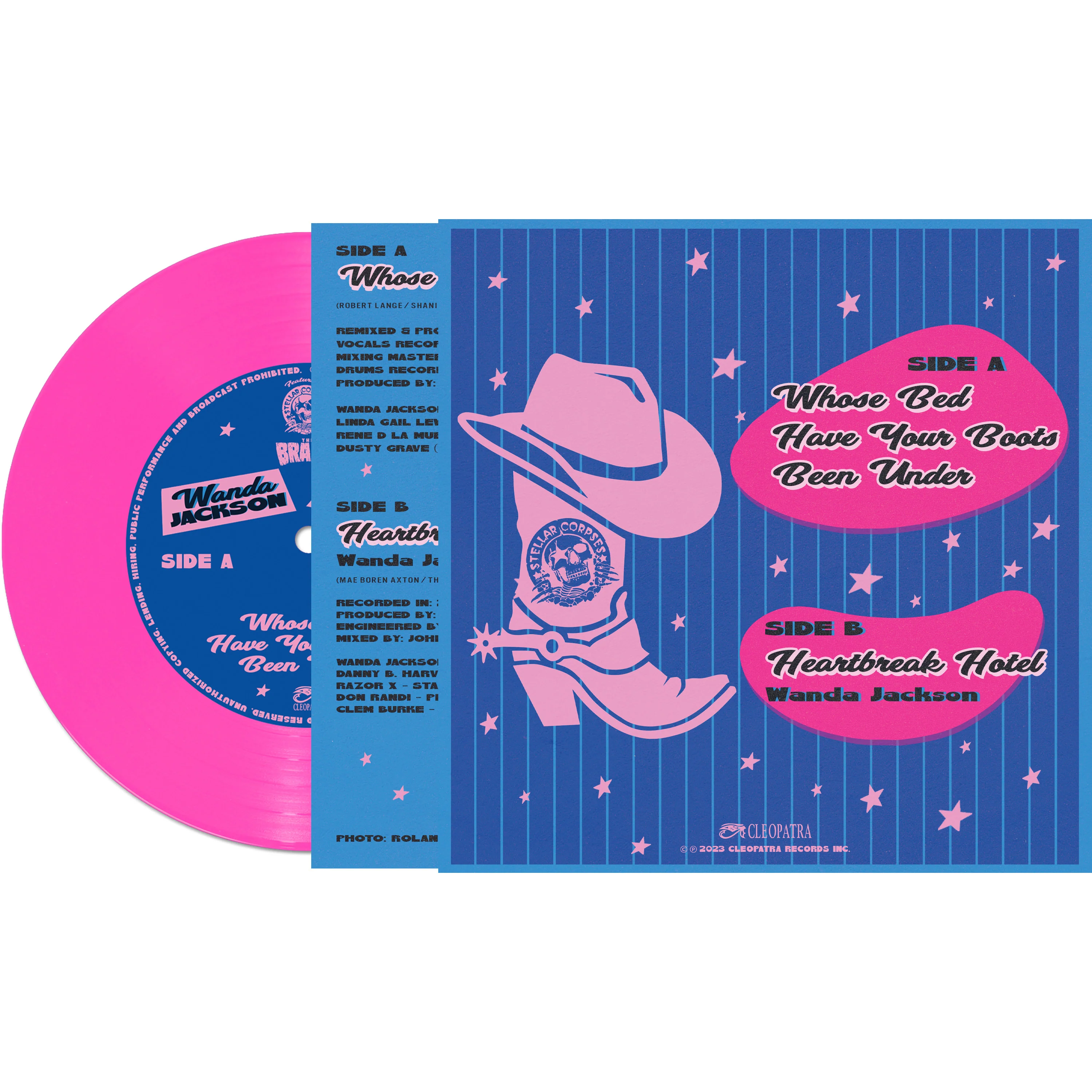 Wanda Jackson, Linda Gail Lewis & The Brains - Whose Bed Have Your Boots Been Under? (Pink 7" Vinyl) - Image 2