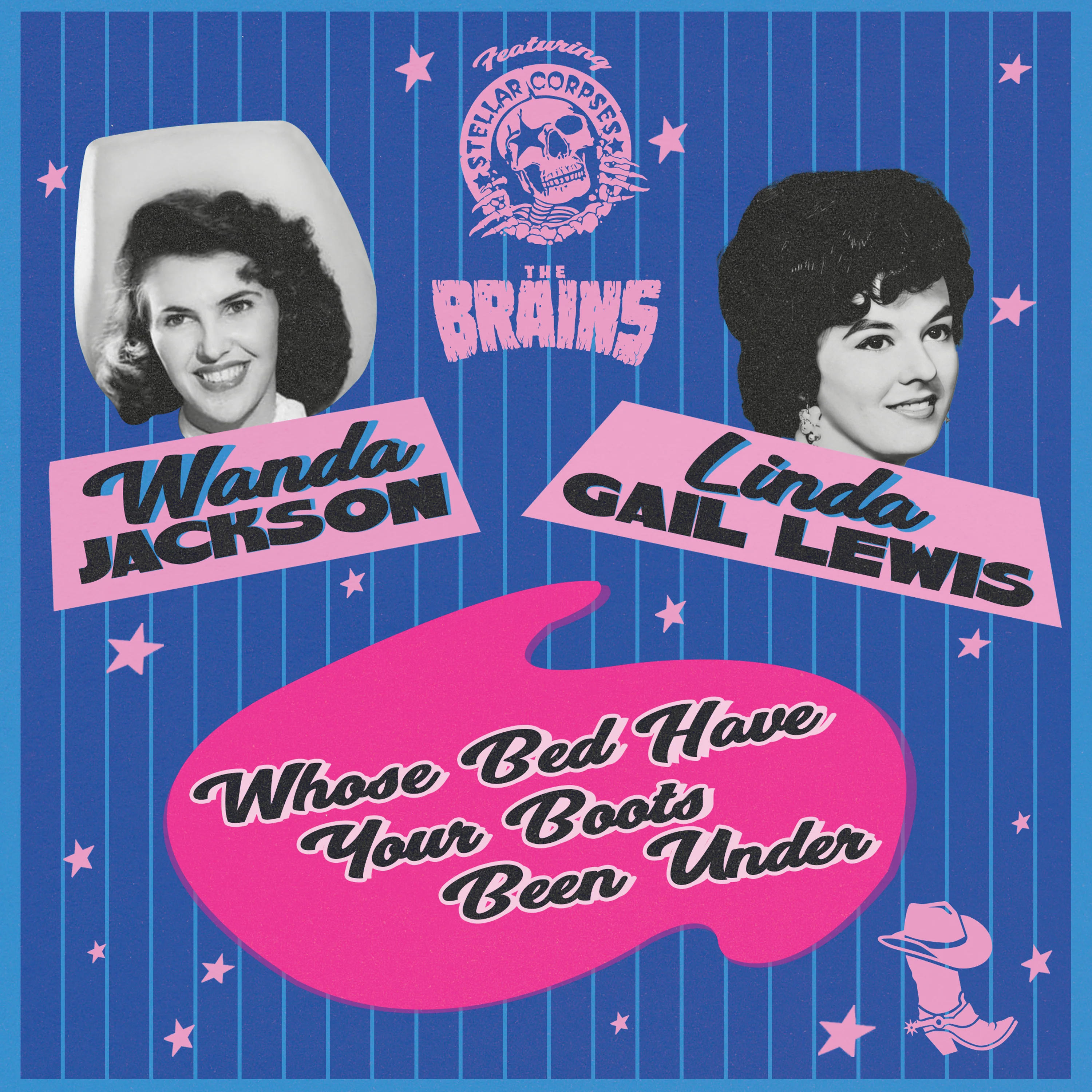 Wanda Jackson, Linda Gail Lewis & The Brains - Whose Bed Have Your Boots Been Under? (Pink 7" Vinyl) - Image 3